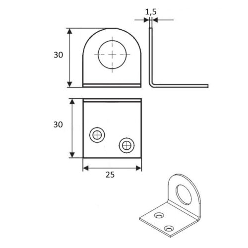Проушина с загибом 30х30х25 (сталь)