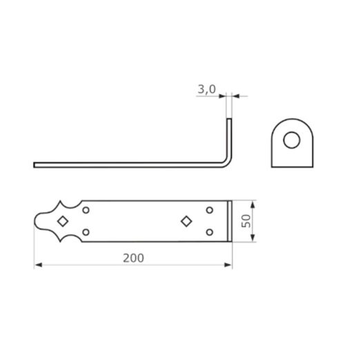 Проушина воротная 200х45х40 (толщина 5мм) (чёрный)