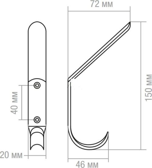 Крючок-вешалка 2-х рожковый (ст.бронза) №4