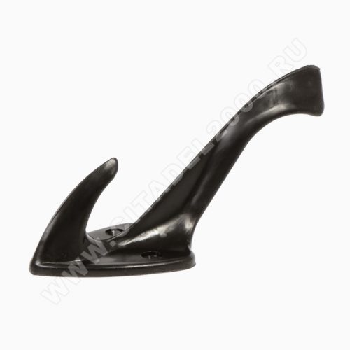 Крючок 2-х рожковый пластик (чёрный)  Буревестник