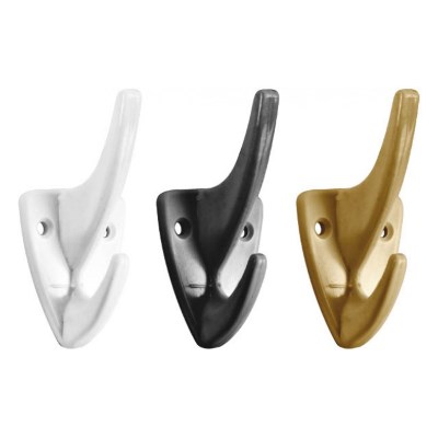 Крючок 2-х рожковый пластик (чёрный)  Буревестник