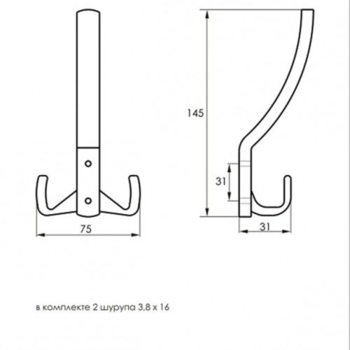 Крючок большой перфорированный 212 А (сатин)