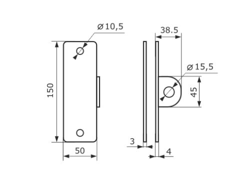 Проушина гаражная 50х150 (толщ. 4 мм) (чёрный)