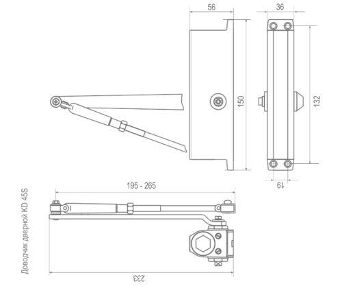 Дверной доводчик  Каскад  KD 45 S White (белый)