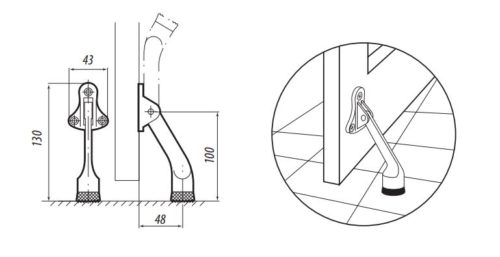 Аллюр  Фиксатор дверной KH-130  BR (бронза)  козья ножка