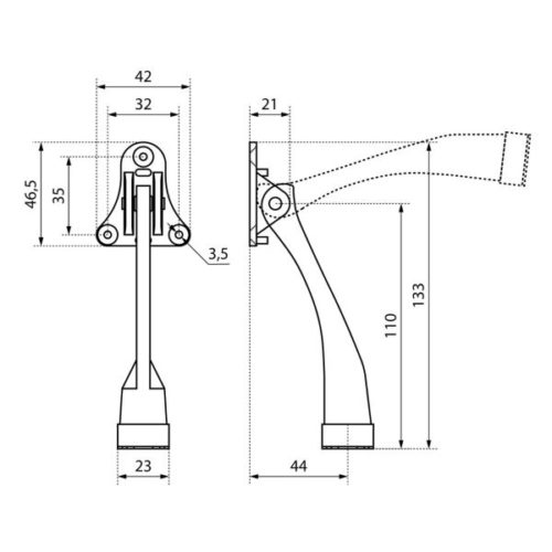 Аллюр  Фиксатор дверной  KH-130 (коричневый)  козья ножка