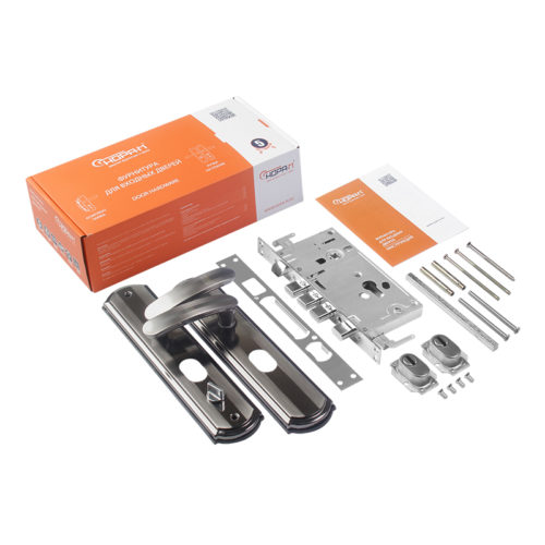 Н-М  Ручка для китайских дверей 300-68 мм АВТОМАТ (мат.никель/чёрн.никель) - правая