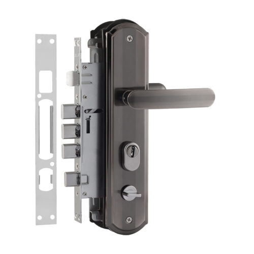 Н-М  Ручка для китайских дверей 300-68 мм АВТОМАТ (мат.никель/чёрн.никель) - правая