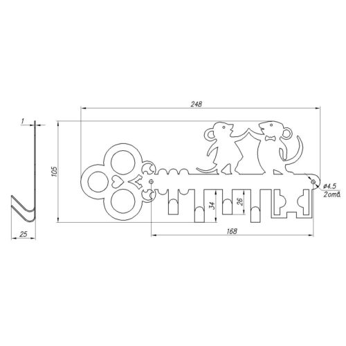 Ключница  Мышата -SL НОЭЗ (бронзовый металлик)