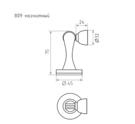 Н-М  Ограничитель магнитный 809 (матовое золото)
