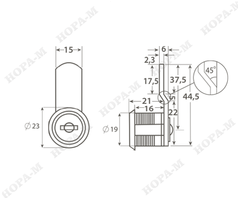 Н-М  Почтовый замок 6103-30 мм (хром)