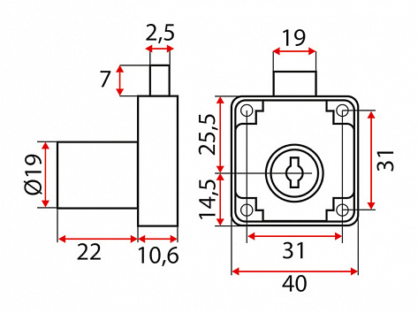Замок мебельный 138 мк (хром)
