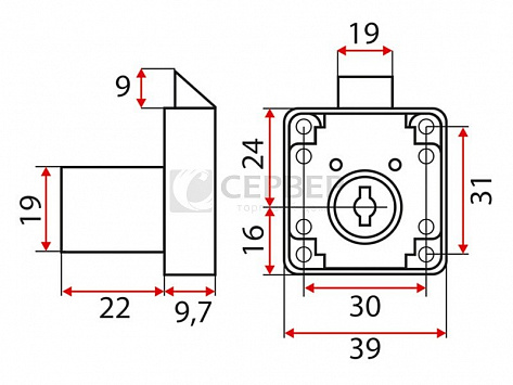 Замок мебельный 338 с защелкой (хром)