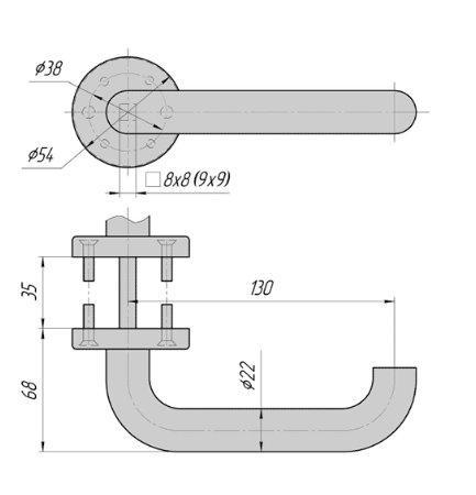 Ручка на фланце РФ-5559-Чш (чёрный)