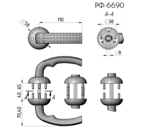 Ручка на фланце РФ-6690-Лб/Лш (латунь)