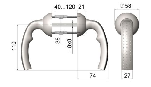 Ручка на фланце РФ-8891-Хп/Хш (хром)