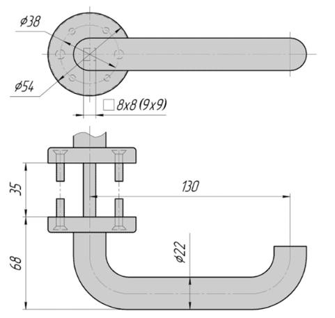 Ручка на фланце РФ-5558-Чш (чёрный)