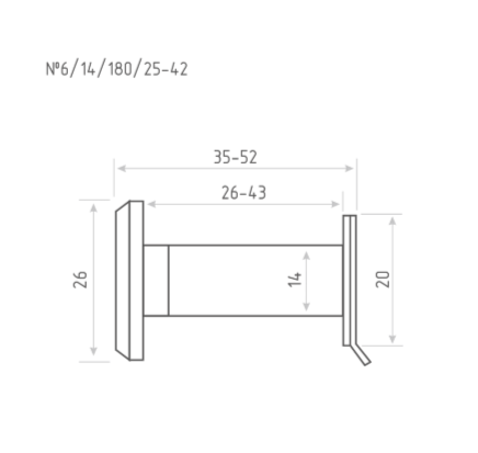 Н-М  Глазок дверной №6/d14/180/L25-42 (золото)
