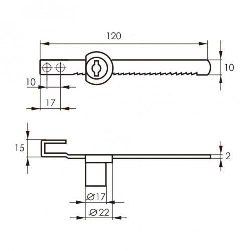 Замок мебельный витринный 120 мм (хром)
