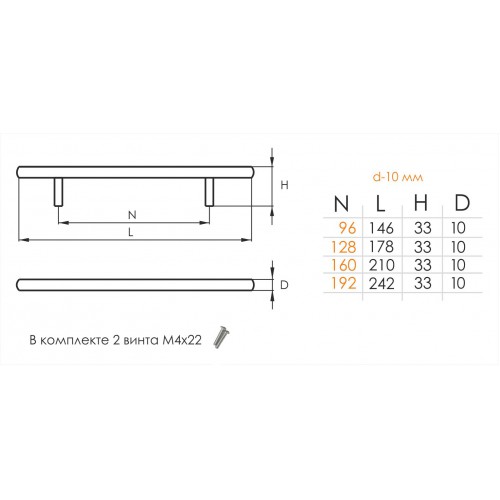 Ручка-рейлинг 8926-128 (сатин)