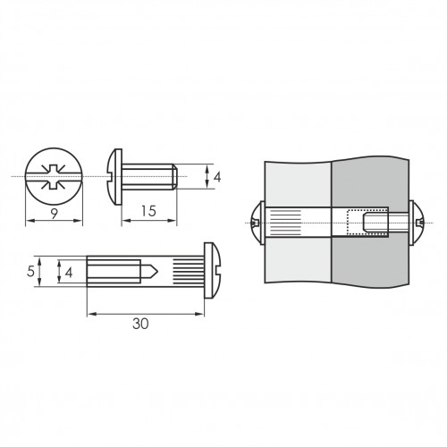 Стяжка межсекционная (резьба М4) 5*30