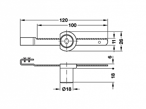 Замок мебельный для раздвижных стеклянных дверей , хром 18х120