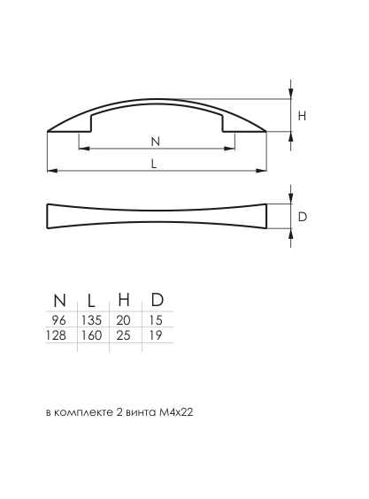 Ручка-скоба мебельная 2133-128 (хром)