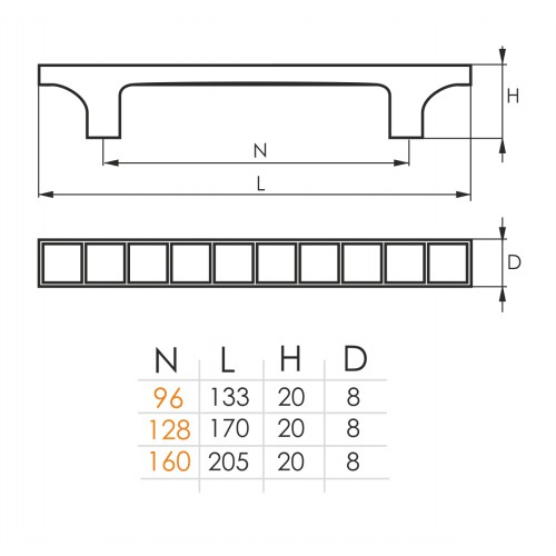 Ручка-скоба мебельная 603-160 со стразами (хром)