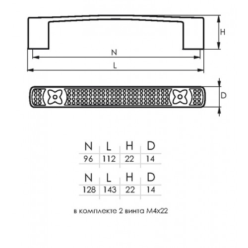 Ручка-скоба мебельная 873-128 (медь глянцевая)