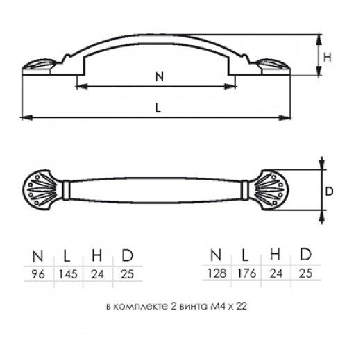 Ручка-скоба мебельная 670-128 (медь)