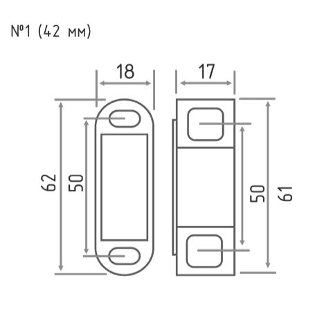 Н-М  Защёлка магнитная №1 (62мм) (белая)