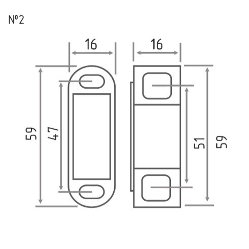 Н-М  Защёлка магнитная №2 (58мм) (белая)
