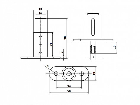 Замок мебельный нажимной для раздвижных дверей №105, d19х22 (хром)