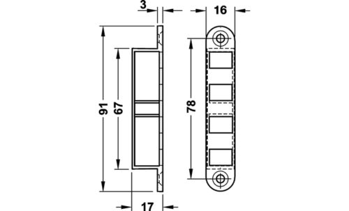 Защёлка магнитная большая (75х20 мм) коричневая