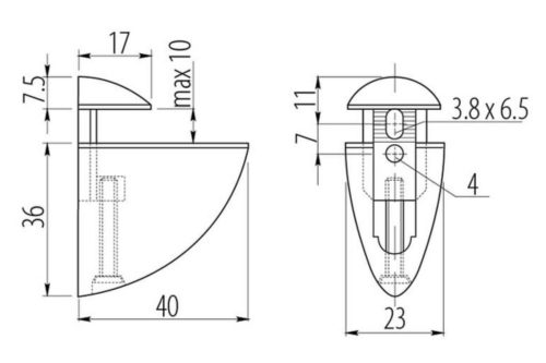 Полкодержатель Пеликан малый 40*40 СР (хром)
