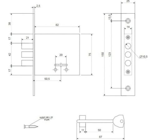 Замок врезной сувальдный AVERS R12/S6-CR