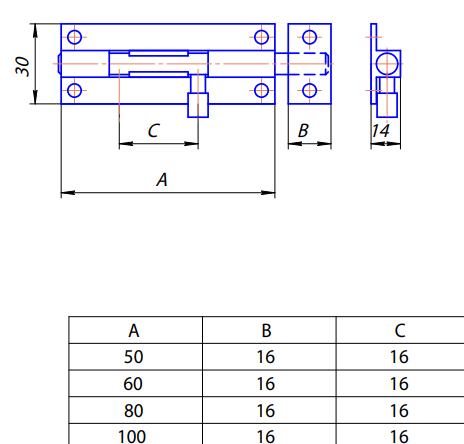 Шпингалет DB-05-60 CR  Апекс