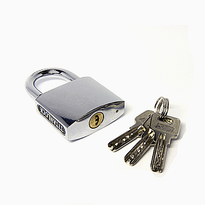 Замок навесной ВС 038 Титан (хром) 38 мм профильный ключ