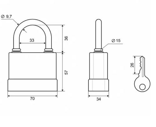PALLADIUM Замок навесной 907 WP-65