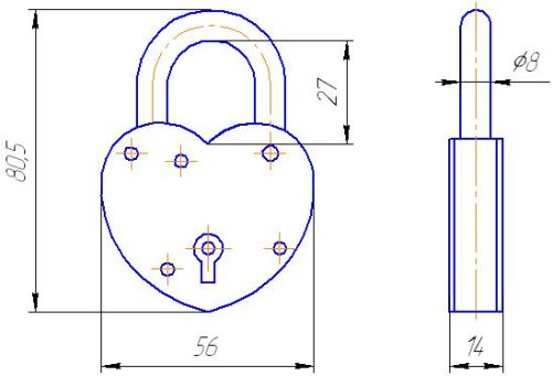 Замок навесной ЗВС-3Сердечко(красный) г.Н-Новгород