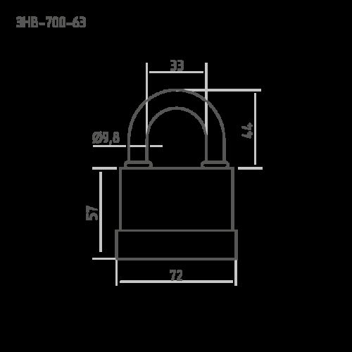 Н-М  Замок навесной всепогодный ЗНВ-700-63 (72мм) (3 ключа)