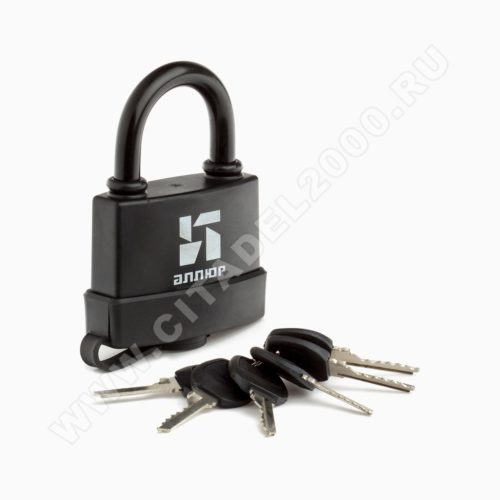 Аллюр  Замок навесной ВС1Ч-377П чёрный пластик