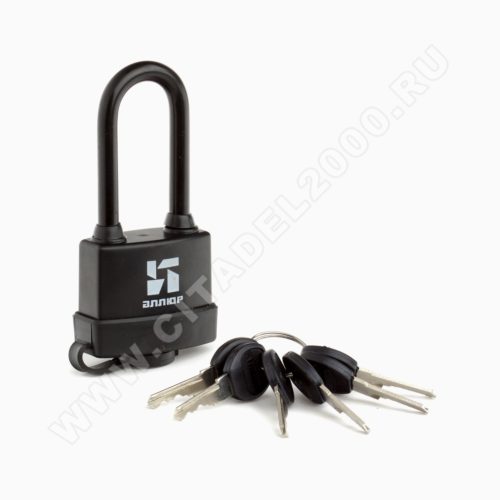 Аллюр  Замок навесной ВС1Ч-375ПД черный пластик (длинная дужка)