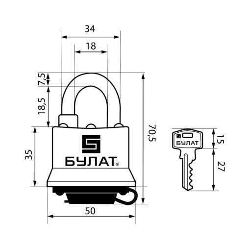 Булат  Замок навесной ВС 0340 всепогодный