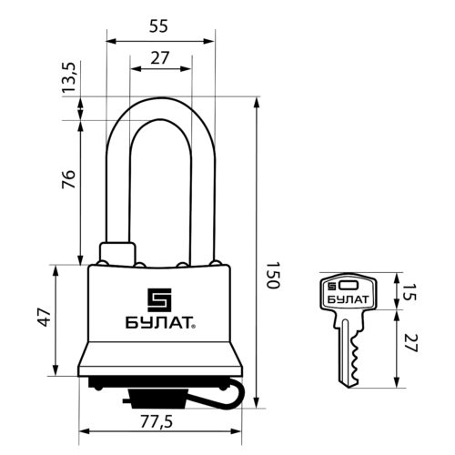 Булат  Замок навесной ВС 0365-01 всепогодный