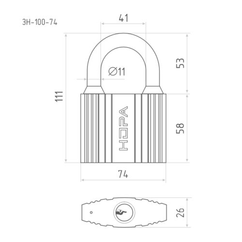 Н-М  Замок навесной ЗН-100-74 мм (3 кл.)