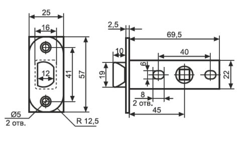 81671 Защёлка BORDER ROOM мини овал (хром)