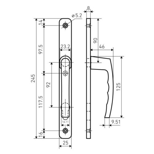 Булат  Ручка для откатных ворот РФ 72.45.11.02НС (чёрный) AISI 201 INOX