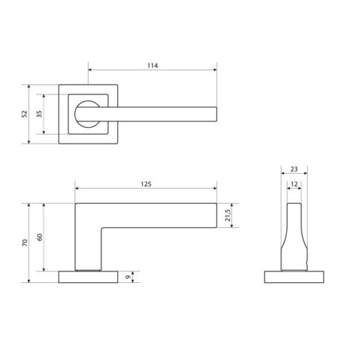 Стандарт  Комплект ручек Р72 BL (чёрный) квадрат 100 мм