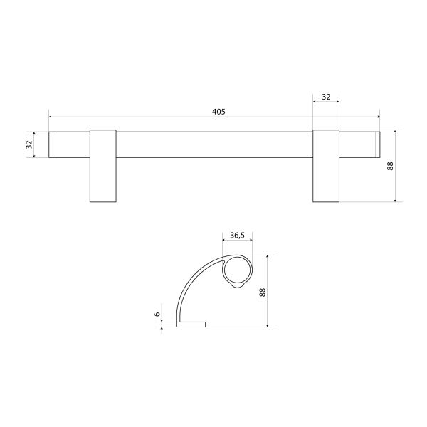 Булат Ручка-скоба для металлопластиковых дверей РС-02.400.9016 (белая) Булат Ручка-скоба для металлопластиковых дверей РС-02.400.9016 (белая)